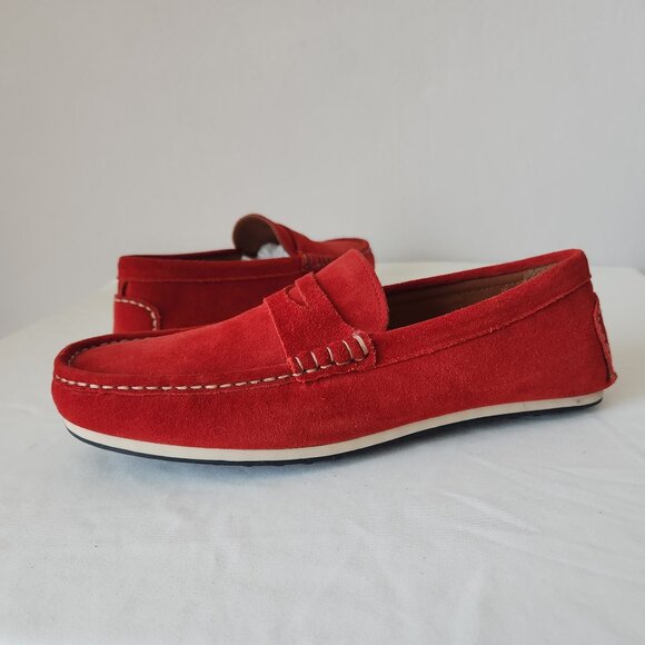 NWoB Allen Edmonds Red Suede Leather Turner Penny Driving Loafers